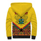 Ghana Independence Day Sherpa Hoodie with Freedom and Justice and African Pattern