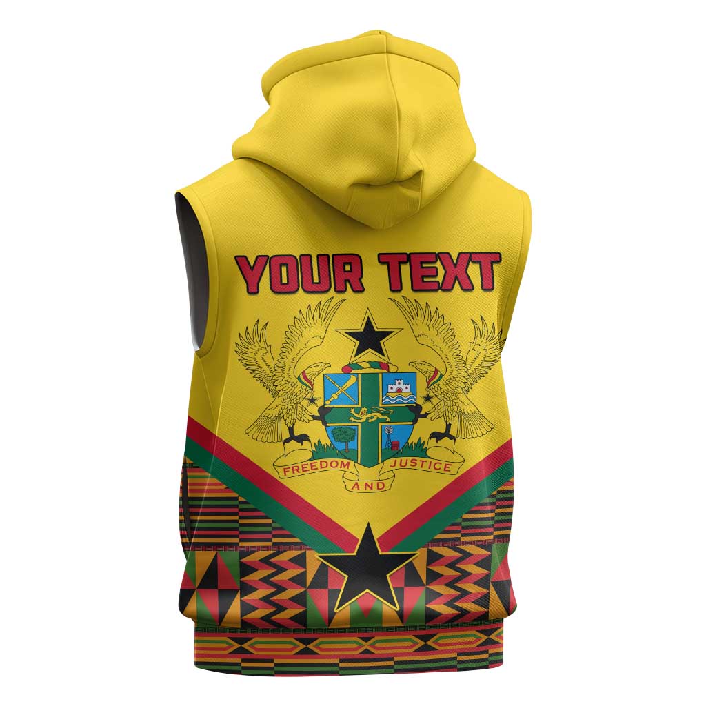 Ghana Independence Day Sleeveless Zip Hoodie with Freedom and Justice and African Pattern - African Pride