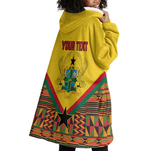 Ghana Independence Day Wearable Blanket Hoodie with Freedom and Justice and African Pattern