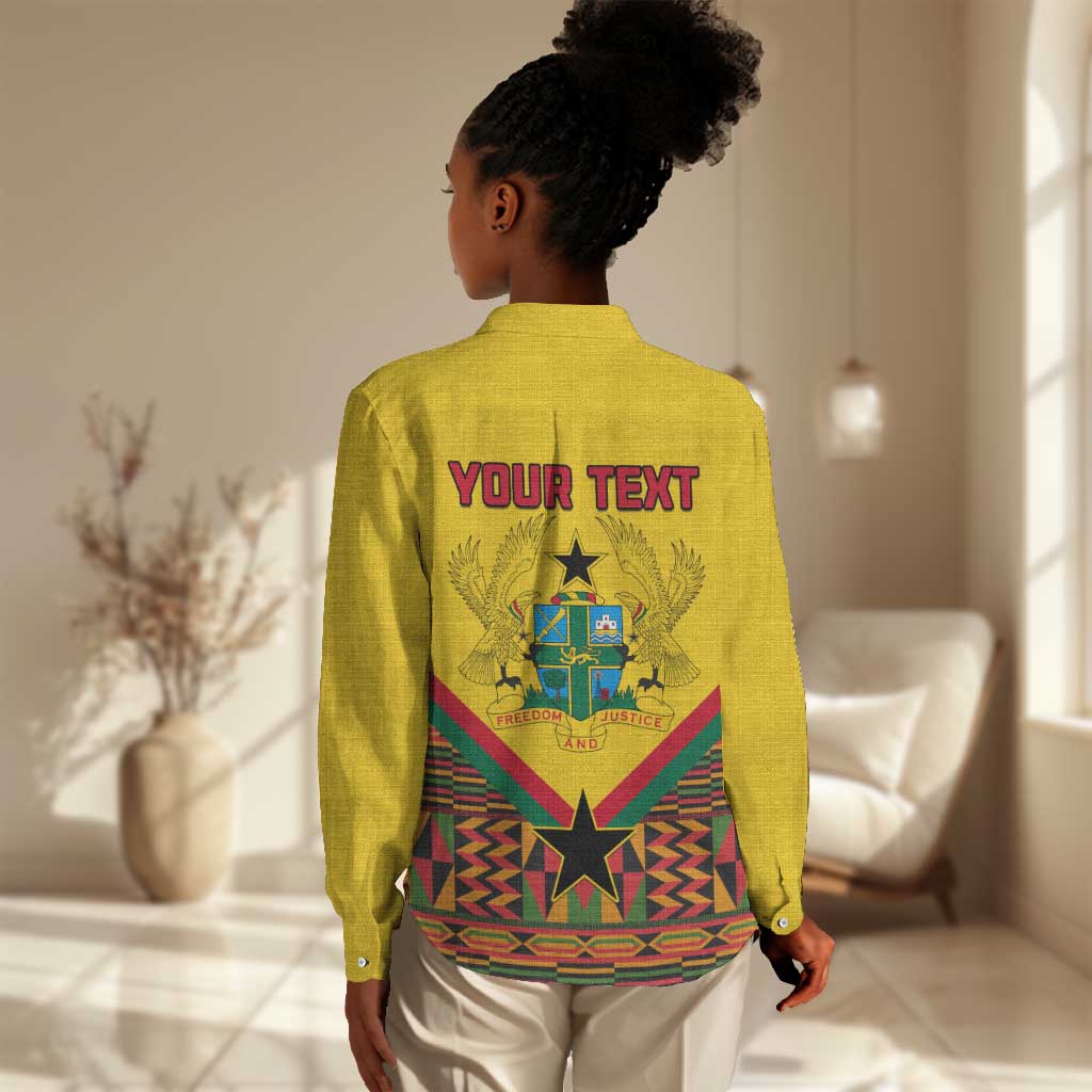 Ghana Independence Day Women Casual Shirt with Freedom and Justice and African Pattern LT01