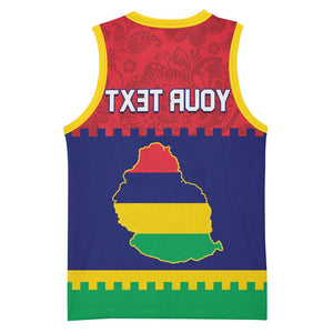 Mauritius Independence Day Basketball Jersey with Stella Clavisque Maris Indici and Floral Pattern - African Pride