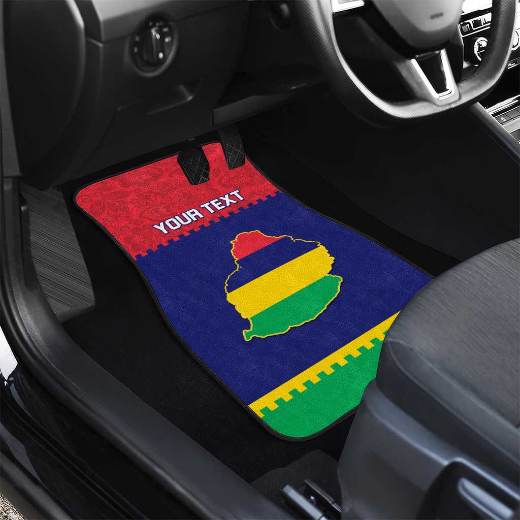 Mauritius Independence Day Car Mats with Stella Clavisque Maris Indici and Floral Pattern