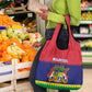 Mauritius Independence Day Grocery Bag with Stella Clavisque Maris Indici and Floral Pattern
