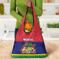 Mauritius Independence Day Grocery Bag with Stella Clavisque Maris Indici and Floral Pattern