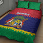 Mauritius Independence Day Quilt Bed Set with Stella Clavisque Maris Indici and Floral Pattern