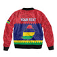 Mauritius Independence Day Sleeve Zip Bomber Jacket with Stella Clavisque Maris Indici and Floral Pattern
