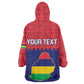 Mauritius Independence Day Wearable Blanket Hoodie with Stella Clavisque Maris Indici and Floral Pattern