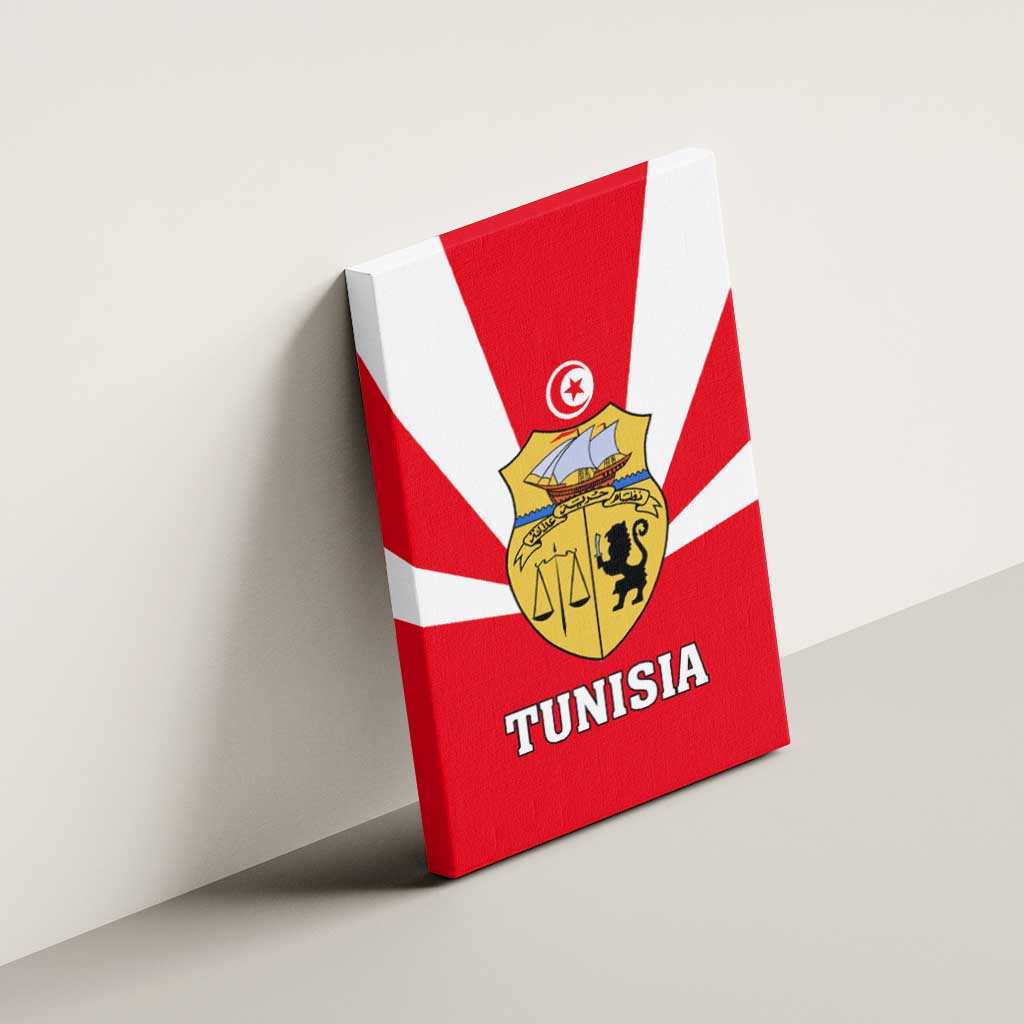Tunisia Independence Day Canvas Wall Art with Coat of Arms and Flag Style