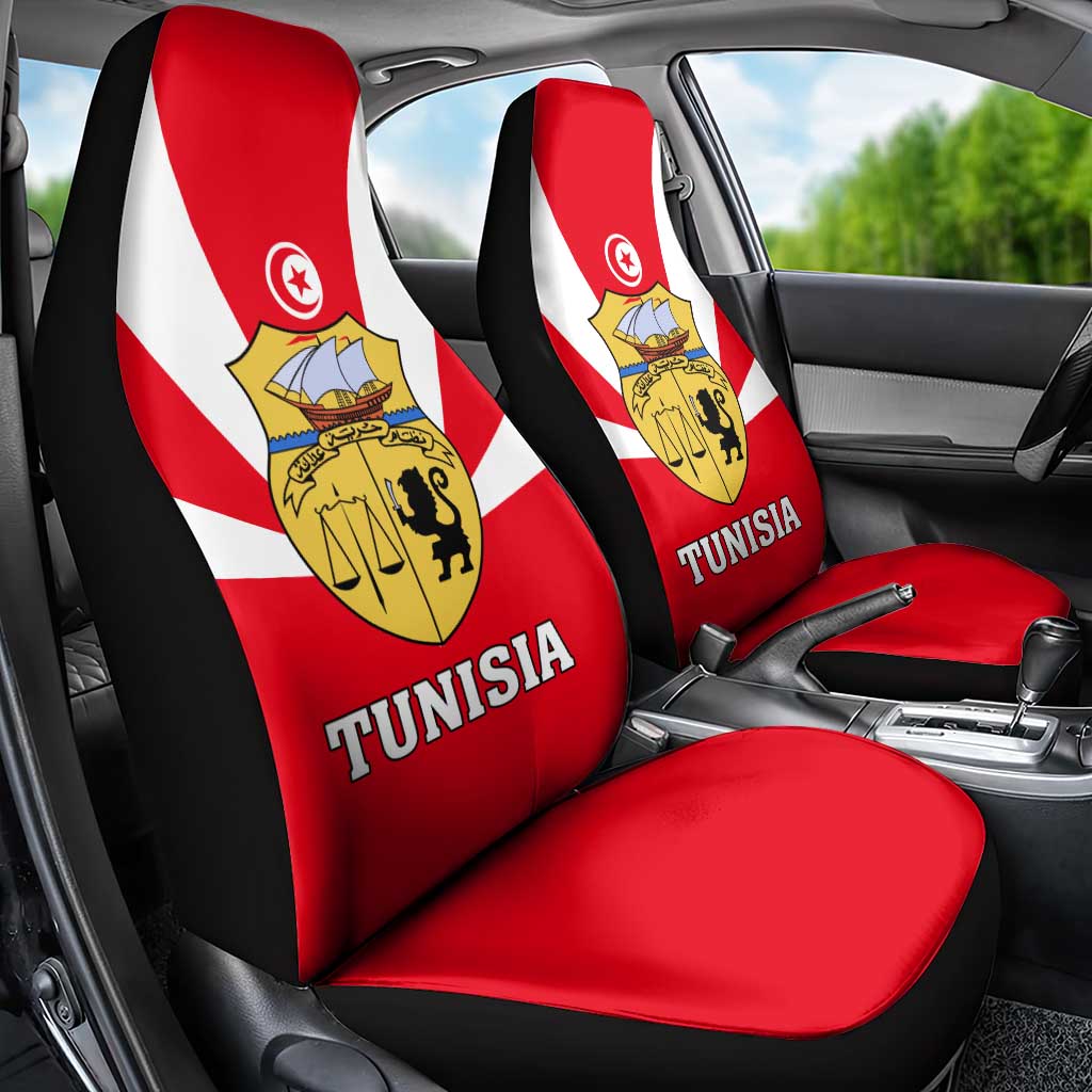 Tunisia Independence Day Car Seat Cover with Coat of Arms and Flag Style