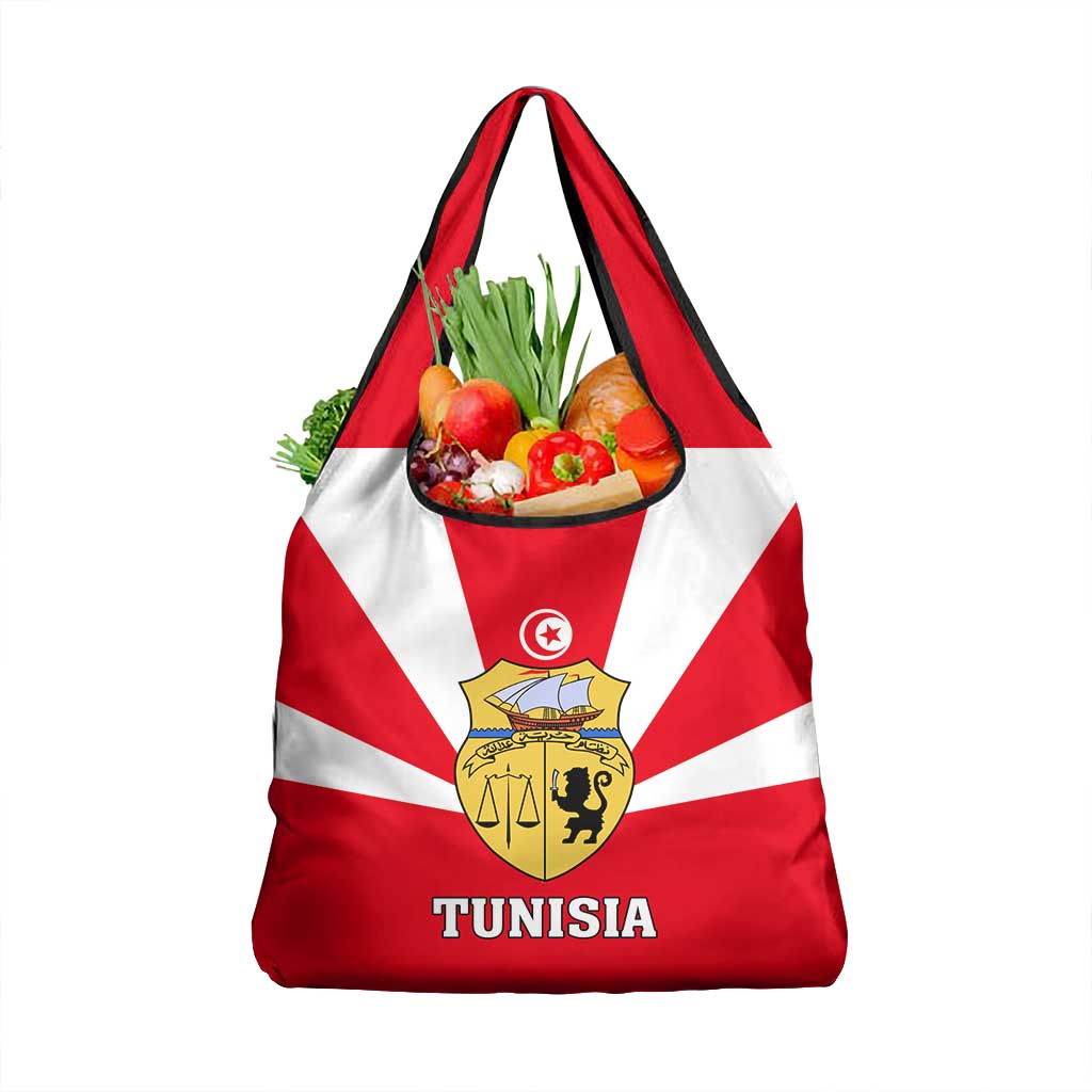 Tunisia Independence Day Grocery Bag with Coat of Arms and Flag Style