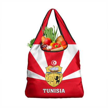 Tunisia Independence Day Grocery Bag with Coat of Arms and Flag Style