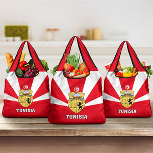 Tunisia Independence Day Grocery Bag with Coat of Arms and Flag Style