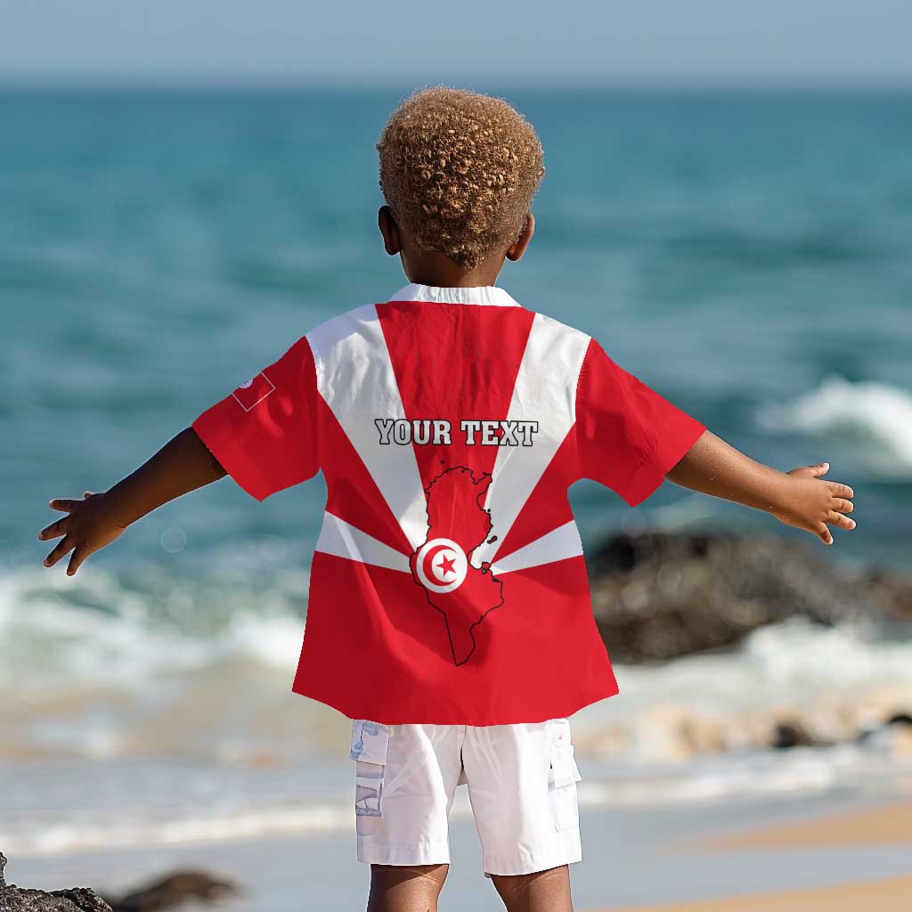 Tunisia Independence Day Kid Hawaiian Shirt with Coat of Arms and Flag Style