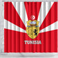 Tunisia Independence Day Shower Curtain with Coat of Arms and Flag Style