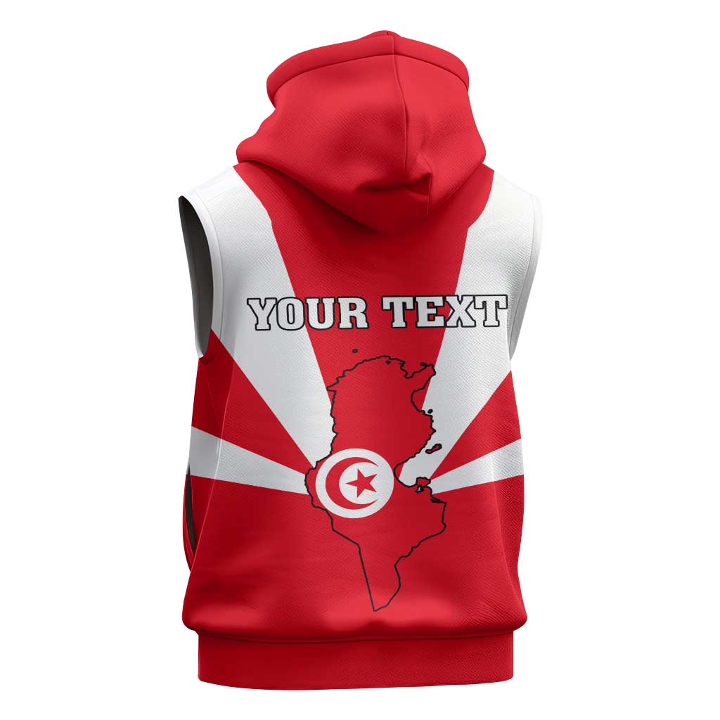 Tunisia Independence Day Sleeveless Zip Hoodie with Coat of Arms and Flag Style - African Pride