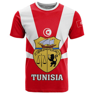 Tunisia Independence Day T shirt with Coat of Arms and Flag Style