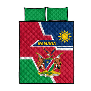 Namibia Independence Day Quilt Bed Set with Coat of Arms in Unique Style
