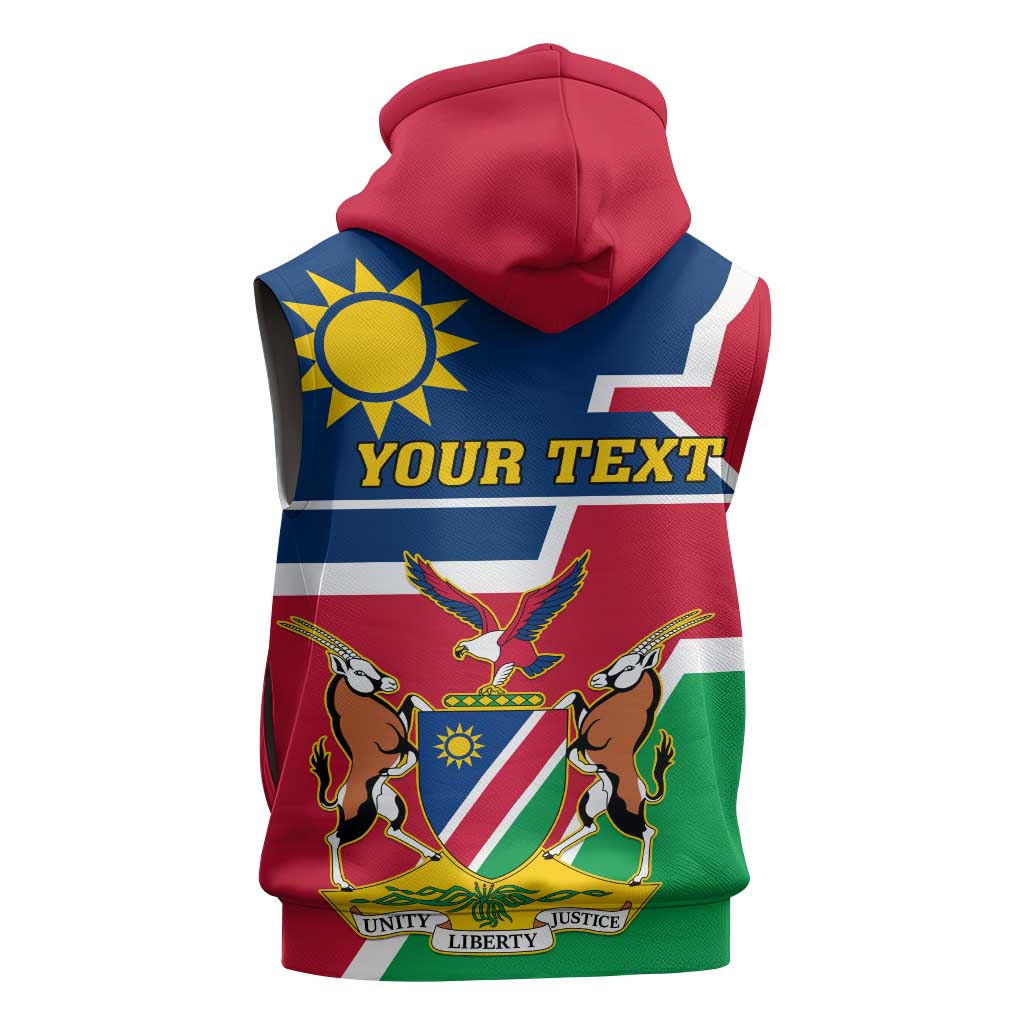 Namibia Independence Day Sleeveless Zip Hoodie with Coat of Arms in Unique Style - African Pride