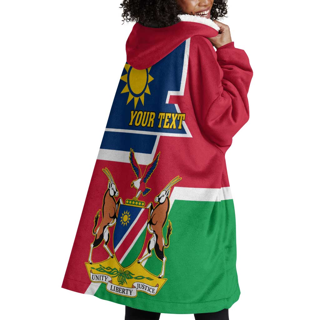 Namibia Independence Day Wearable Blanket Hoodie with Coat of Arms in Unique Style