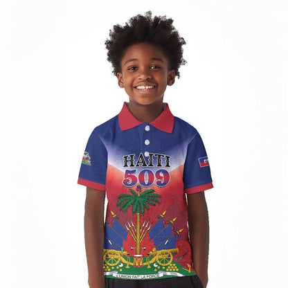 Personalized Afro Haiti 509 Kid Polo Shirt Repiblik d Ayiti