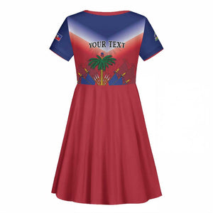 Personalized Afro Haiti 509 Kid Short Sleeve Dress Repiblik d Ayiti