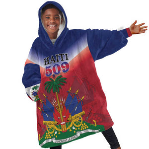 Personalized Afro Haiti 509 Kid Wearable Blanket Hoodie Repiblik d Ayiti