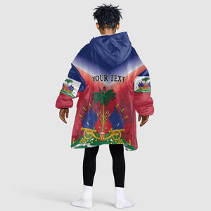 Personalized Afro Haiti 509 Kid Wearable Blanket Hoodie Repiblik d Ayiti