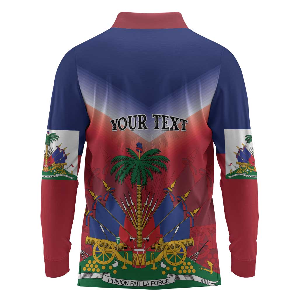 Personalized Afro Haiti 509 Long Sleeve Polo Shirt Repiblik d Ayiti