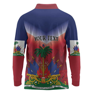 Personalized Afro Haiti 509 Long Sleeve Polo Shirt Repiblik d Ayiti