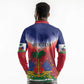 Personalized Afro Haiti 509 Long Sleeve Polo Shirt Repiblik d Ayiti