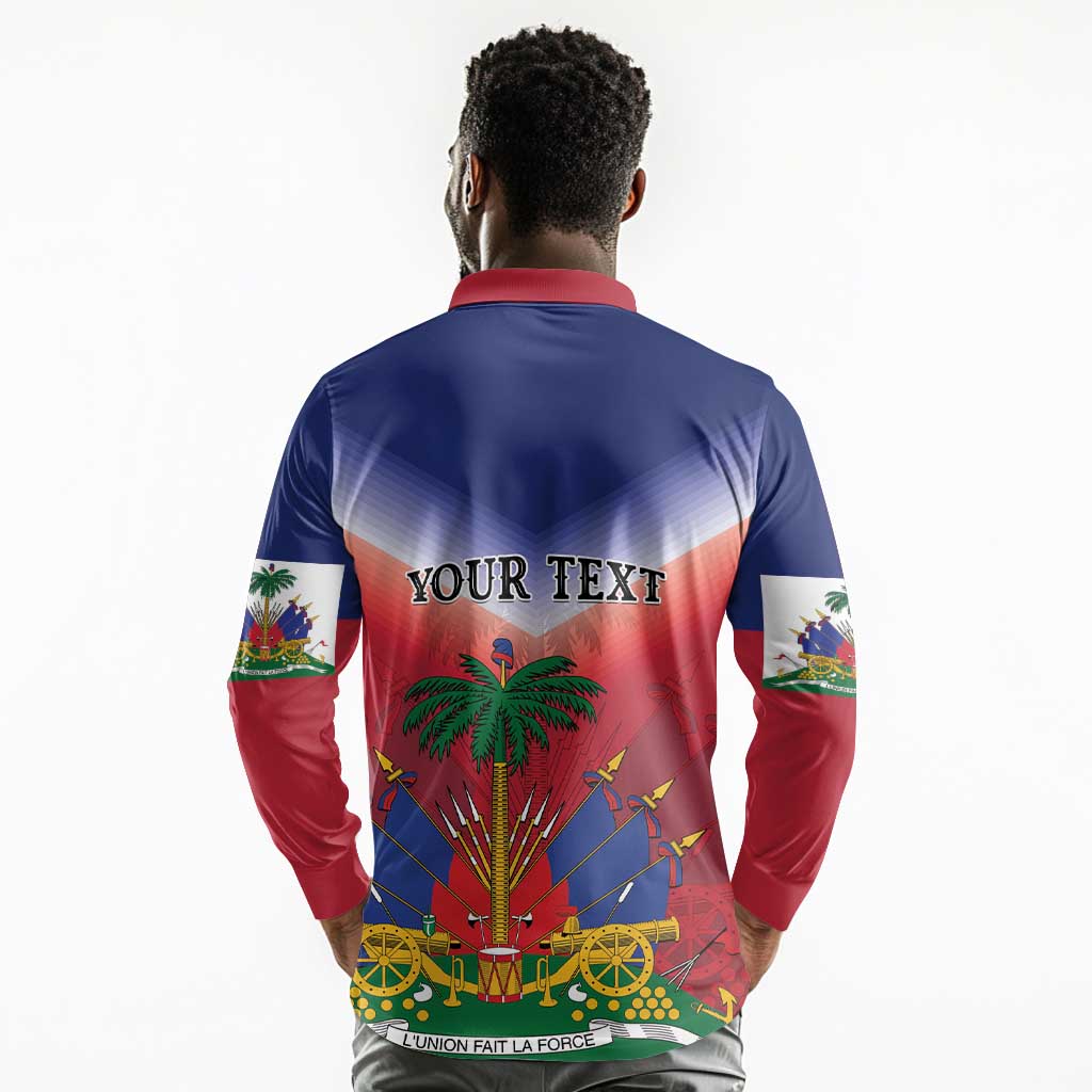 Personalized Afro Haiti 509 Long Sleeve Polo Shirt Repiblik d Ayiti