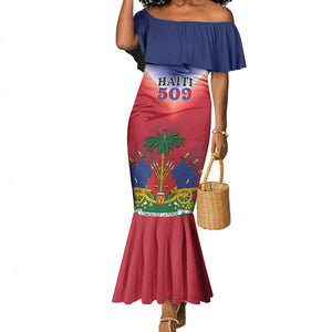 Personalized Afro Haiti 509 Mermaid Dress Repiblik d Ayiti