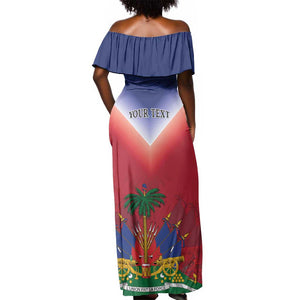 Personalized Afro Haiti 509 Off Shoulder Maxi Dress Repiblik d Ayiti