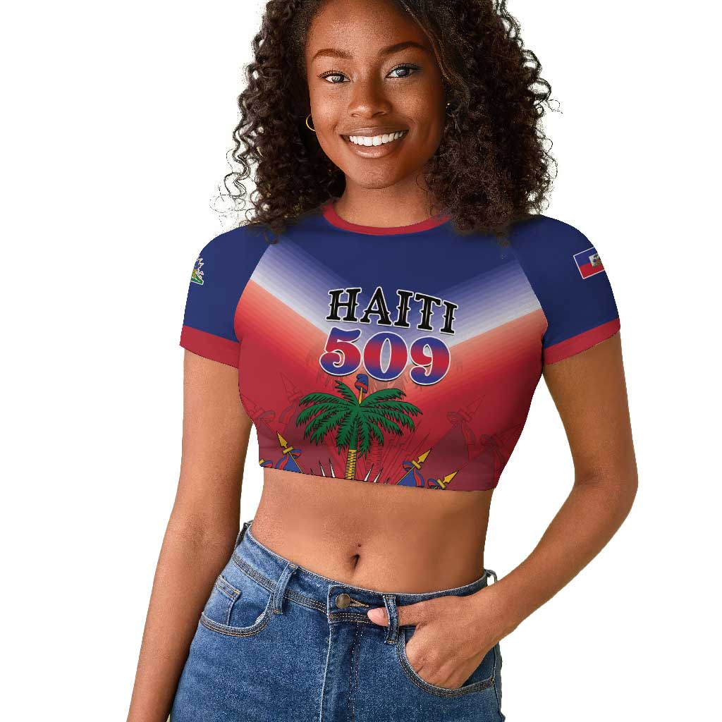 Personalized Afro Haiti 509 Raglan Cropped T shirt Repiblik d Ayiti