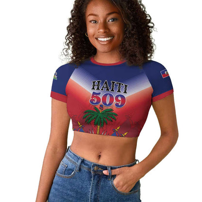 Personalized Afro Haiti 509 Raglan Cropped T shirt Repiblik d Ayiti