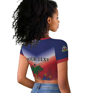 Personalized Afro Haiti 509 Raglan Cropped T shirt Repiblik d Ayiti