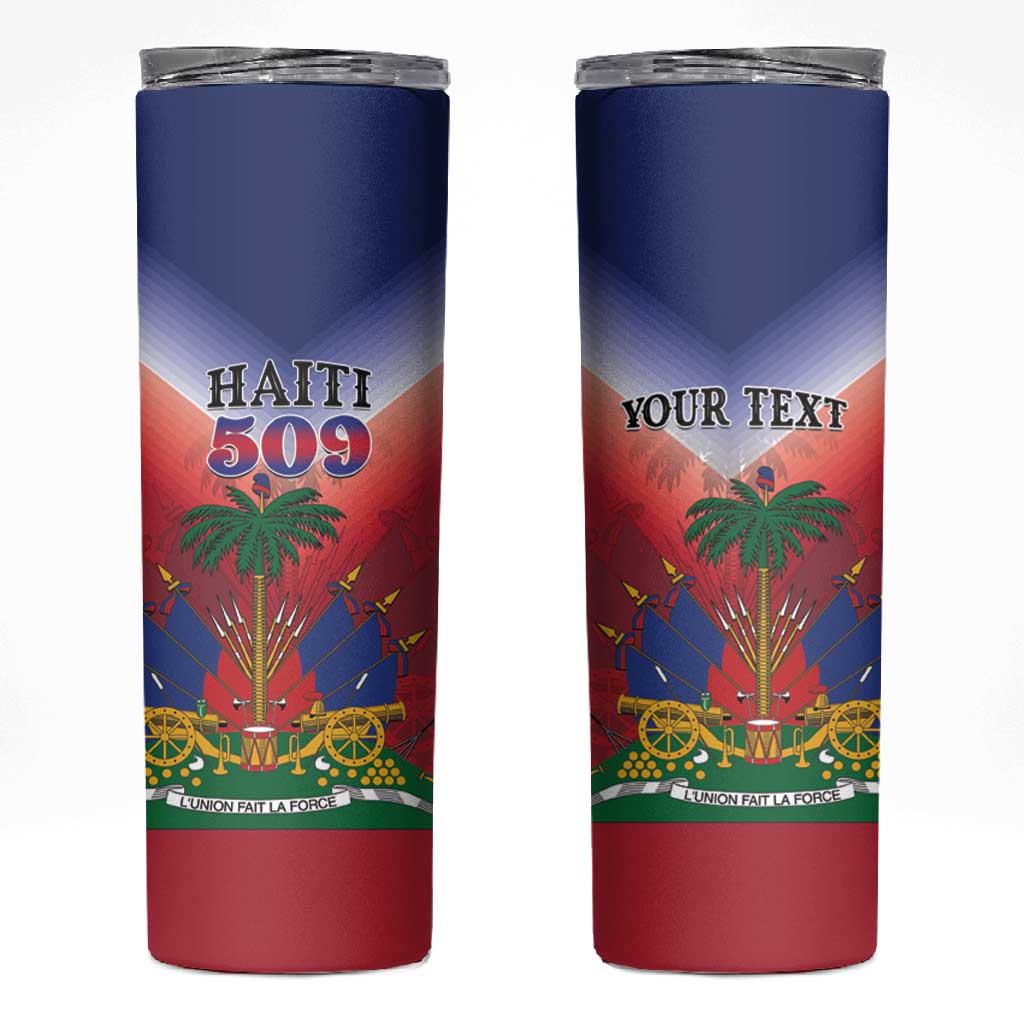Personalized Afro Haiti 509 Skinny Tumbler Repiblik d Ayiti