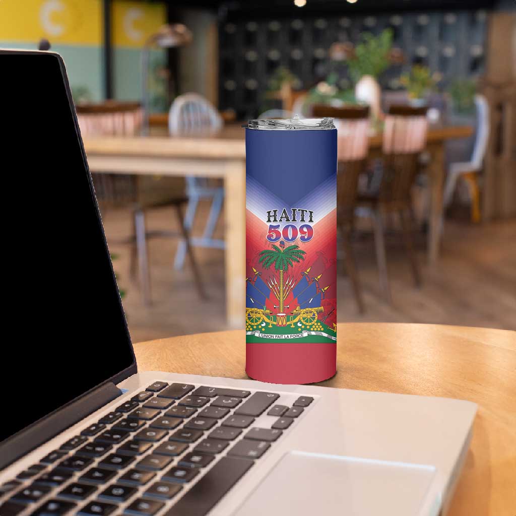 Personalized Afro Haiti 509 Skinny Tumbler Repiblik d Ayiti