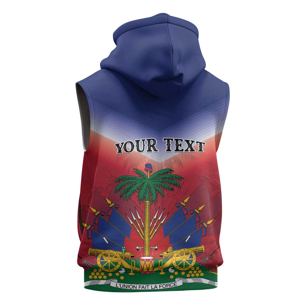 Personalized Afro Haiti 509 Sleeveless Zip Hoodie Repiblik d Ayiti - African Pride