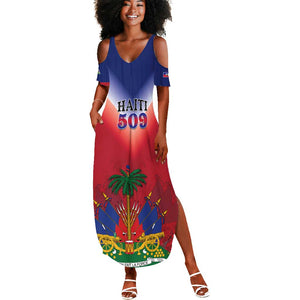 Personalized Afro Haiti 509 Summer Maxi Dress Repiblik d Ayiti
