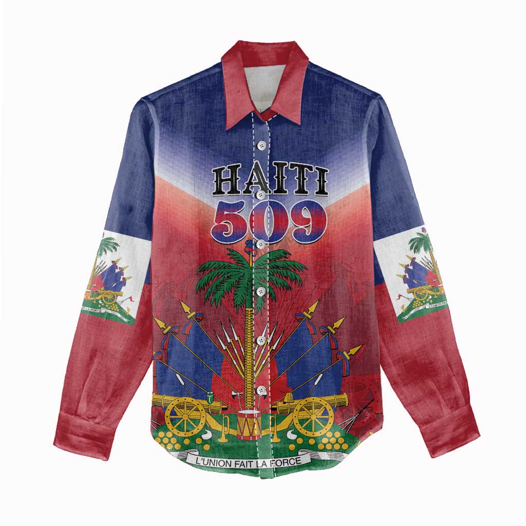 Personalized Afro Haiti 509 Women Casual Shirt Repiblik d Ayiti