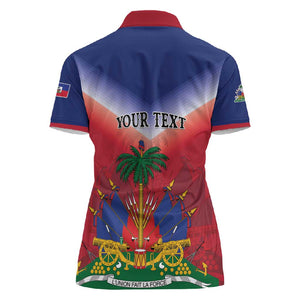 Personalized Afro Haiti 509 Women Polo Shirt Repiblik d Ayiti