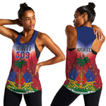 Personalized Afro Haiti 509 Women Racerback Tank Repiblik d Ayiti