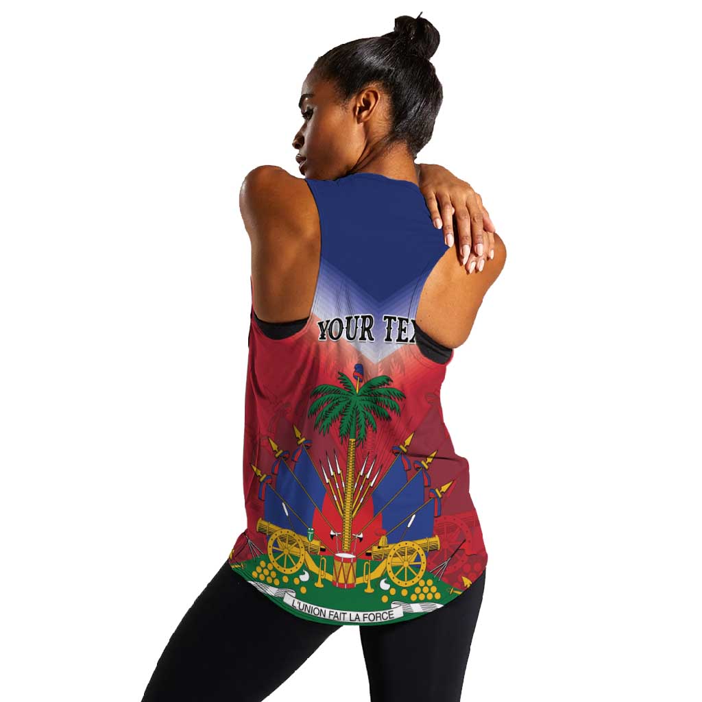 Personalized Afro Haiti 509 Women Racerback Tank Repiblik d Ayiti