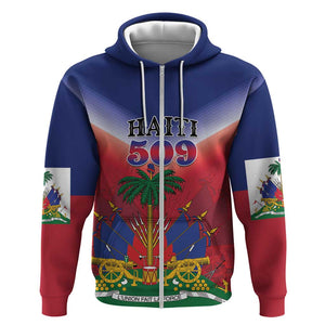 Personalized Afro Haiti 509 Zip Hoodie Repiblik d Ayiti