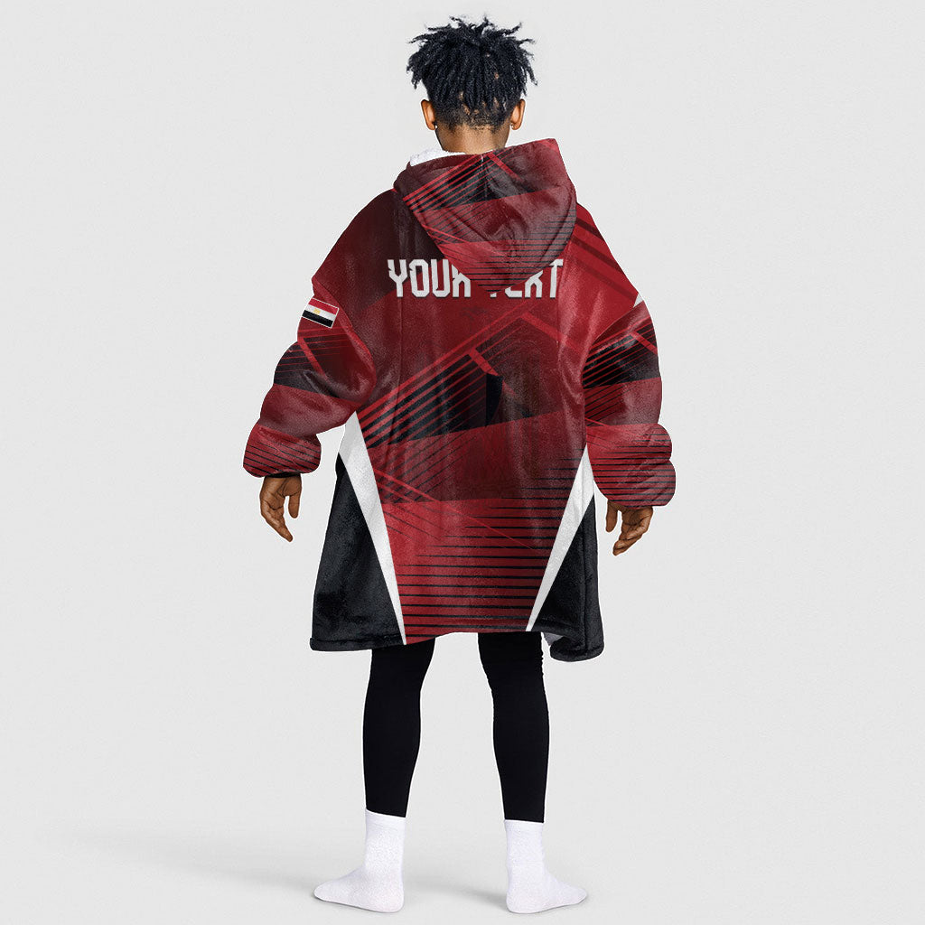 Custom Egypt 2026 World Football Kid Wearable Blanket Hoodie Yalla Masr The Pharaohs