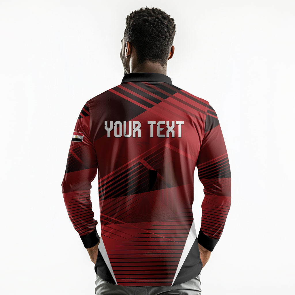 Custom Egypt 2026 World Football Long Sleeve Polo Shirt Yalla Masr The Pharaohs