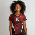Custom Egypt 2026 World Football Women V-Neck T-Shirt Yalla Masr The Pharaohs
