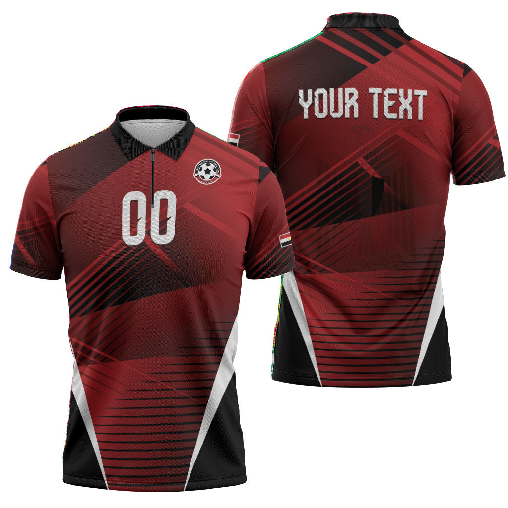 Custom Egypt 2026 World Football Zipper Polo Shirt Yalla Masr The Pharaohs