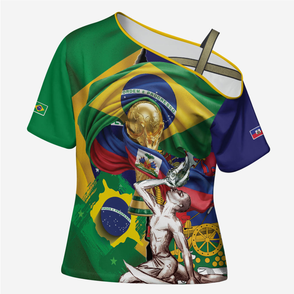 Personalized Brazil Haiti 2026 World Football Cross Shoulder Shirt Come On Boys